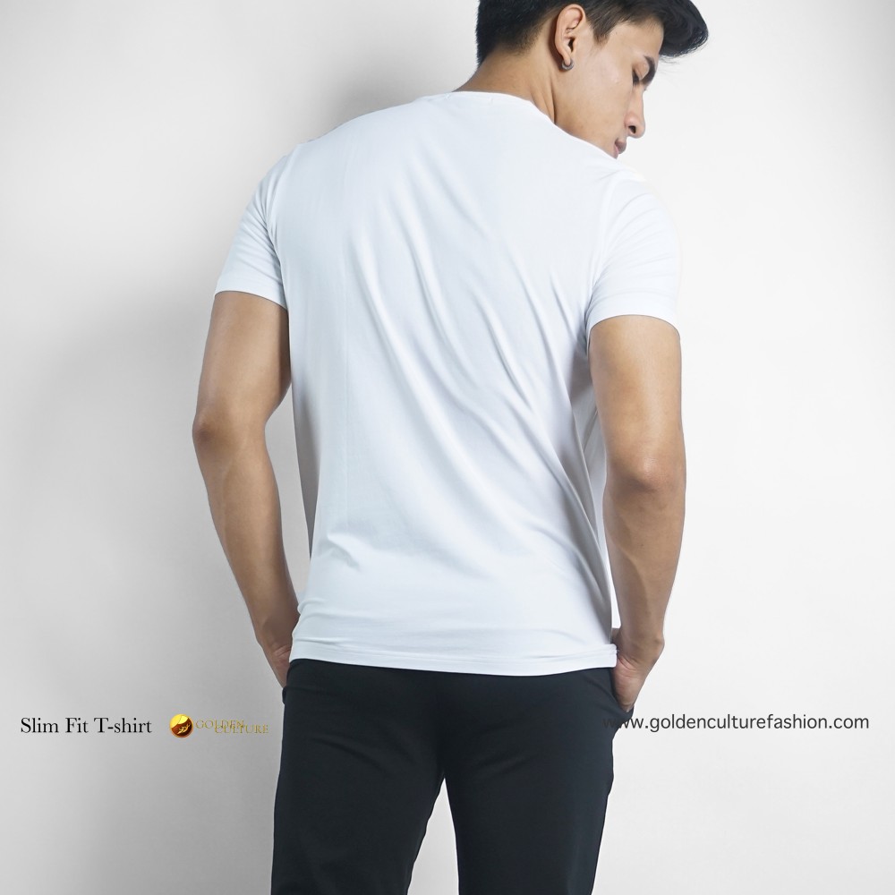 Golden Culture  Premium Loop-Cotton Slim Fit T-shirt (White)
